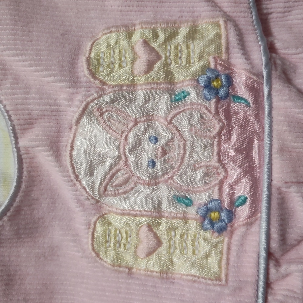 Vintage 80s Corduroy 3 piece Set Bunny Jacket Overalls - Picture 7 of 9